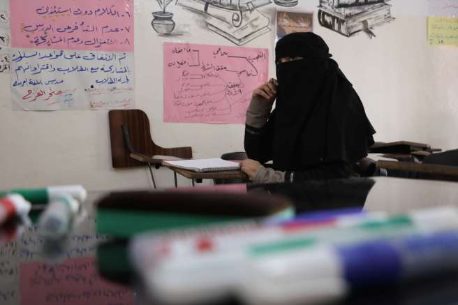 Bisan, 17, studies at the Darna centre in Northwest Syria. The centre is run by a Christian Aid partner and funded by the EU